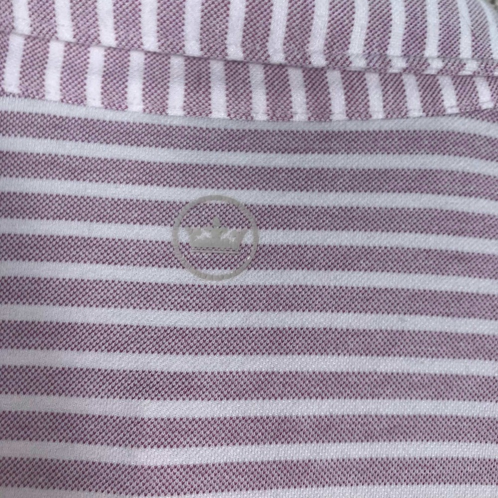 Peter Millar Polo Shirt Mens Medium Pink Striped Sage Valley Crown Crafted Pima - Picture 7 of 12